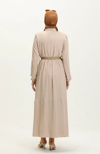 Robe Ceinture Tissu Crêpe 4027-02 Beige 4027-02