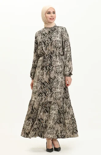 Robe Boutonnée en Viscose 0046-01 Vert Foncé 0046-01