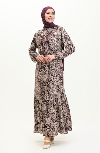 Buttoned Viscose Dress 0046-02 Plum 0046-02