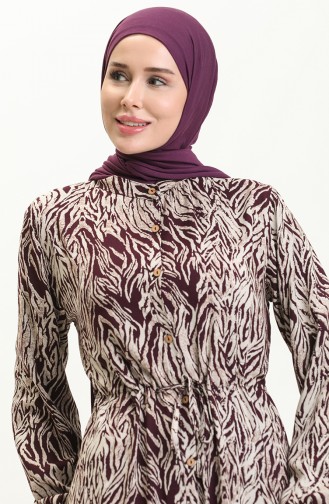 Buttoned Viscose Dress 0046-02 Plum 0046-02