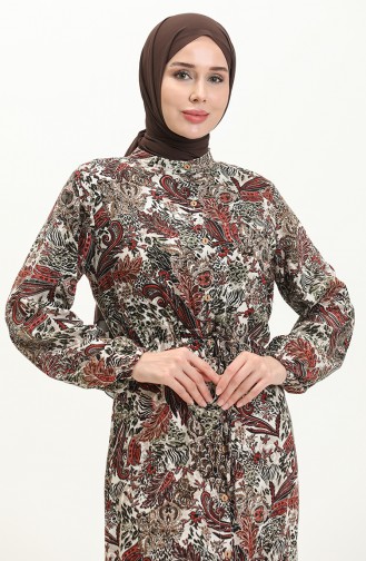 Printed Viscose Dress 0048-01 Claret Red 0048-01