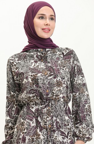 Patterned Viscose Dress 0048-02 Purple 0048-02