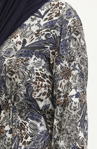 Robe en Viscose à Motifs 0048-03 Bleu Marine 0048-03