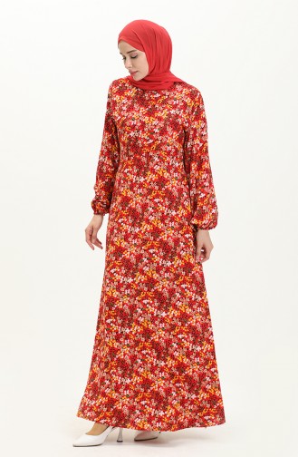 Robe à Motifs 0050-01 Rouge Jaune 0050-01
