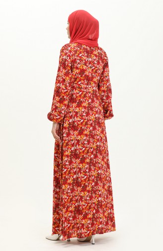 Robe à Motifs 0050-01 Rouge Jaune 0050-01