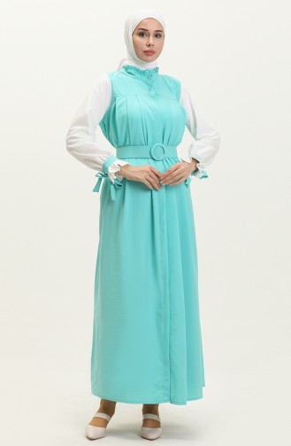 Robe Ceinturée 24Y9006-01 Vert Menthe 24Y9006-01