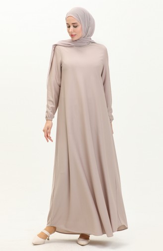 Kleid mit elastischen Ärmeln 7777-10 Beige 7777-10