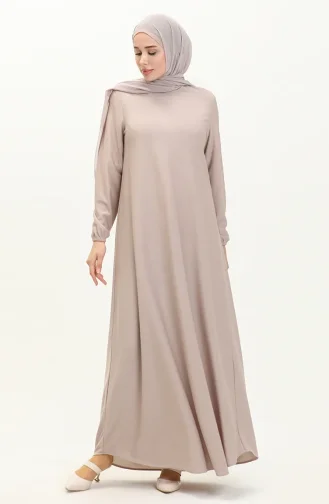Kleid mit elastischen Ärmeln 7777-10 Beige 7777-10