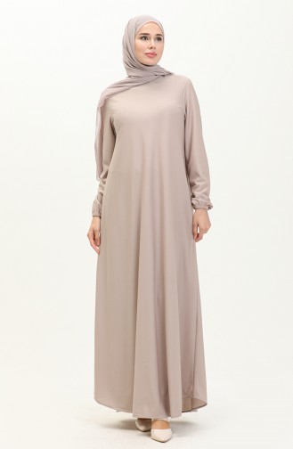 Kleid mit elastischen Ärmeln 7777-10 Beige 7777-10