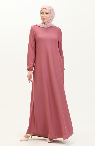 Elastic Sleeves Dress 7777-01 Dusty Rose 7777-01