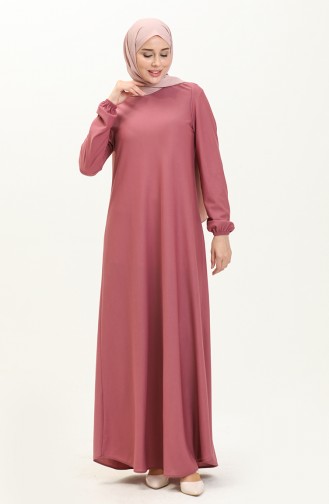 Elastic Sleeves Dress 7777-01 Dusty Rose 7777-01