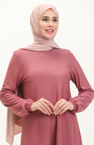 Elastic Sleeves Dress 7777-01 Dusty Rose 7777-01