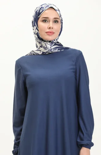 Kleid mit elastischen Ärmeln 7777-05 İndigo 7777-05