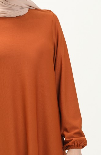 Kleid mit elastischen Ärmeln 7777-02 Ziegel 7777-02