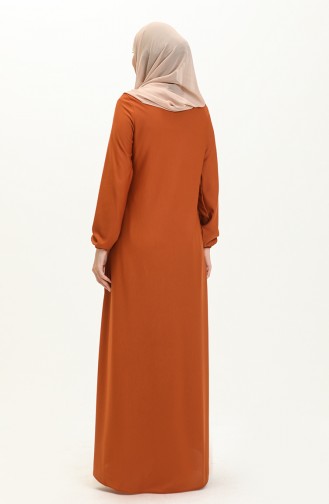 فستان مطاط الأكمام 7777-02 قرميدي 7777-02