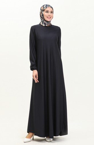 Kleid mit elastischen Ärmeln 7777-07 Dunkelblau 7777-07