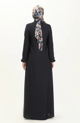 Kleid mit elastischen Ärmeln 7777-07 Dunkelblau 7777-07