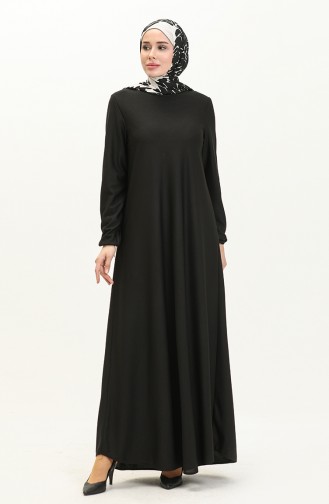 Dress with Elastic Sleeves 7777-11 Black 7777-11