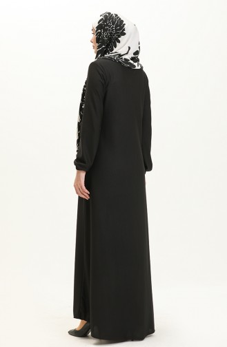 فستان مطاط الأكمام 7777-11 أسود 7777-11