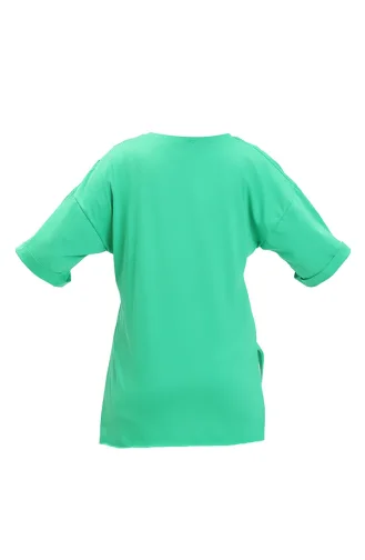 T-shirt en Coton Imprimé 20015-05 Vert 20015-05