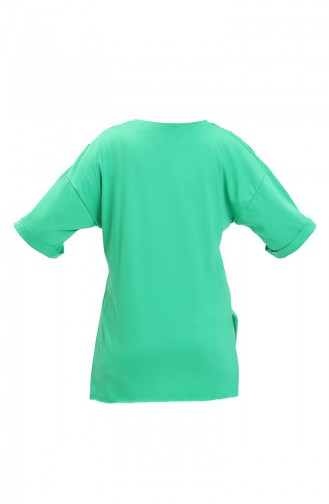 T-shirt en Coton Imprimé 20019-03 Vert 20019-03