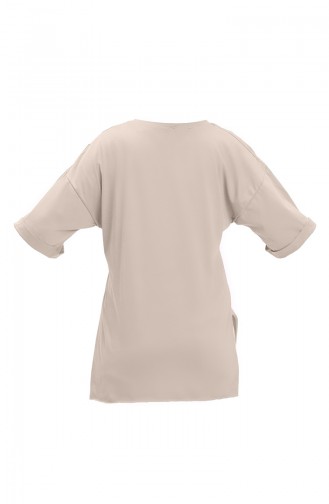 Bedrucktes Baumwoll-T-Shirt 20021-05 Beige 20021-05