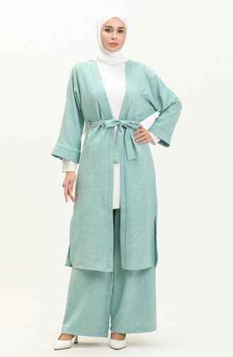 Kuşaklı Kimono Takım 24Y9016-01 Çağla Yeşili