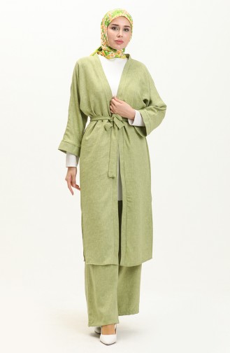 Belted Kimono Suit 24Y9016-04 Pistachio Green 24Y9016-04