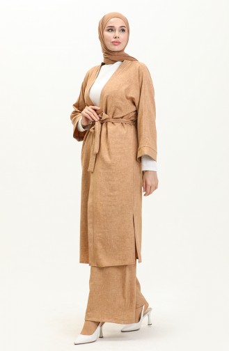 Kimono-Anzug mit Gürtel 24Y9016-05 Milchkaffee 24Y9016-05