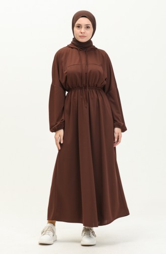 Kangaroo Pocket Hooded Dress 1688-01 Brown 1688-01