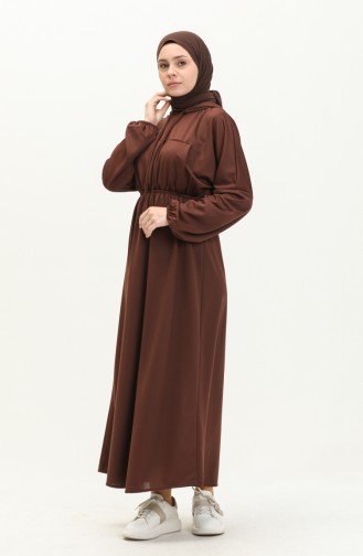 Kangaroo Pocket Hooded Dress 1688-01 Brown 1688-01