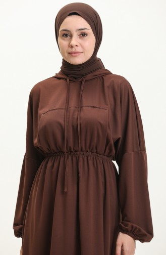 Kangaroo Pocket Hooded Dress 1688-01 Brown 1688-01