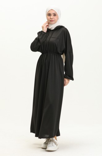 Kangaroo Pocket Hooded Dress 1688-02 Black 1688-02