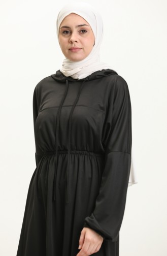 Kangaroo Pocket Hooded Dress 1688-02 Black 1688-02