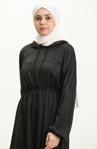 Kängurutaschen-Kapuzenkleid 1688-02 Schwarz 1688-02