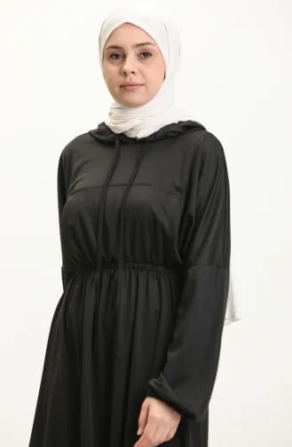 Kängurutaschen-Kapuzenkleid 1688-02 Schwarz 1688-02