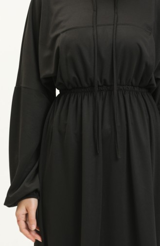 Kängurutaschen-Kapuzenkleid 1688-02 Schwarz 1688-02