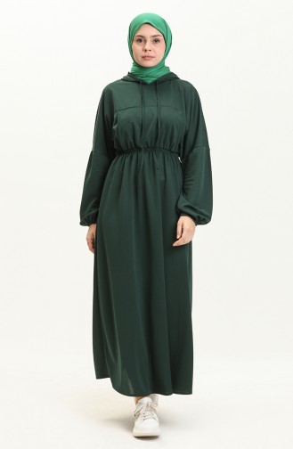 Kangaroo Pocket Hooded Dress 1688-03 Emerald Green 1688-03