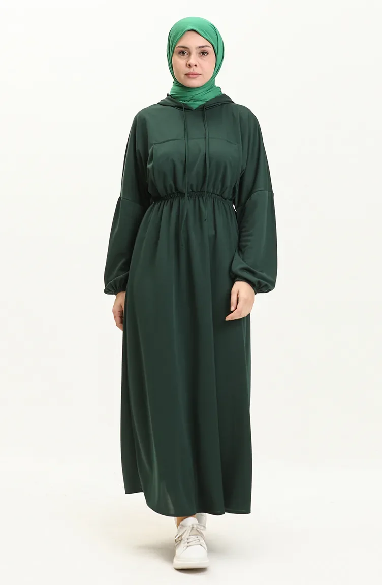 Kängurutaschen-Kapuzenkleid 1688-03 Smaragdgrün 1688-03