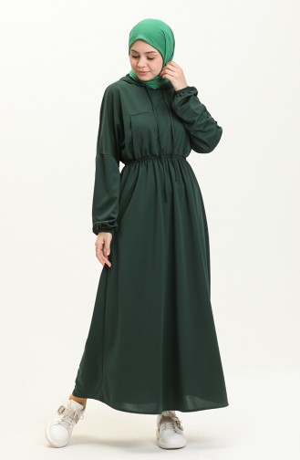 Kangaroo Pocket Hooded Dress 1688-03 Emerald Green 1688-03