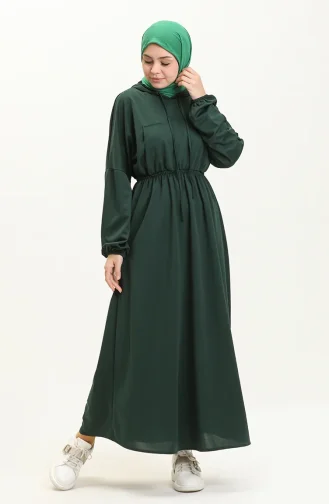 Kängurutaschen-Kapuzenkleid 1688-03 Smaragdgrün 1688-03