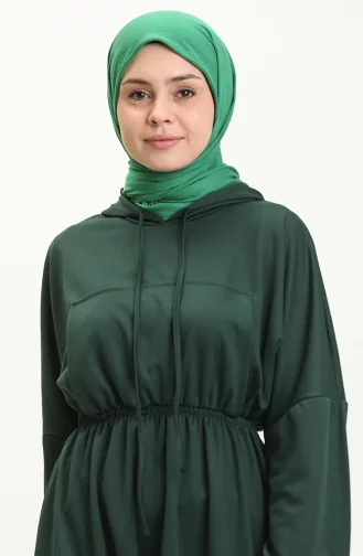 Kängurutaschen-Kapuzenkleid 1688-03 Smaragdgrün 1688-03