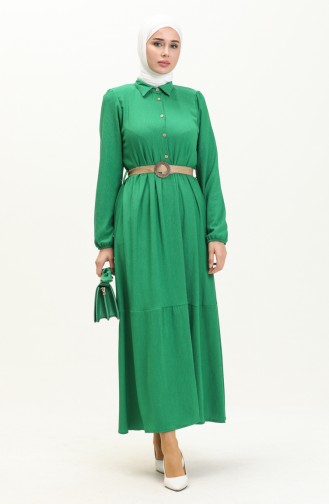 Crepe Fabric BeltED Dress 4027-05 Green 4027-05