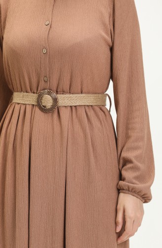 Stoffkleid mit Gürtel 4027-07 Milchkaffee 4027-07