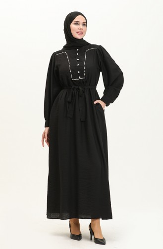 Perlenkleid mit Gürtel 24y9012-01 Schwarz 24Y9012-01