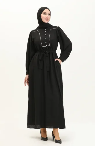Robe Ceinturée Perlée 24Y9012-01 Noir 24Y9012-01