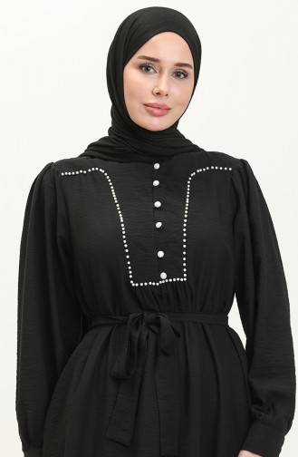 Perlenkleid mit Gürtel 24y9012-01 Schwarz 24Y9012-01
