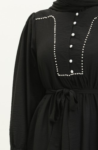 Perlenkleid mit Gürtel 24y9012-01 Schwarz 24Y9012-01