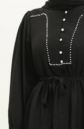 Robe Ceinturée Perlée 24Y9012-01 Noir 24Y9012-01