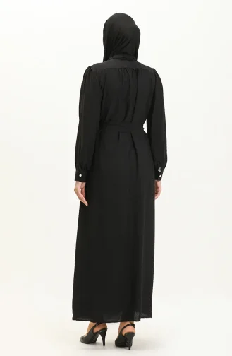 Robe Ceinturée Perlée 24Y9012-01 Noir 24Y9012-01